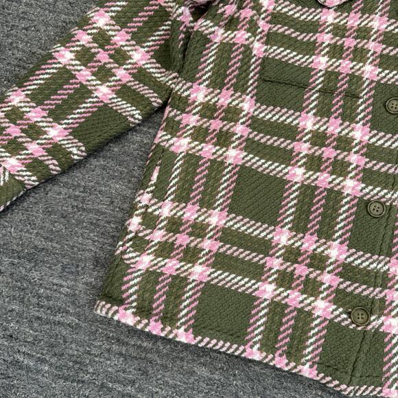 Outerknown Cloud Weave Shirt Jacket Women Medium Green Plaid Organic Lined Hike - Picture 8 of 10